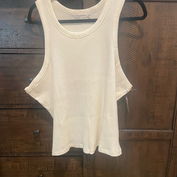 NWT—-Good American White Ribbed Racerback Tank Top - Picture 3 of 8